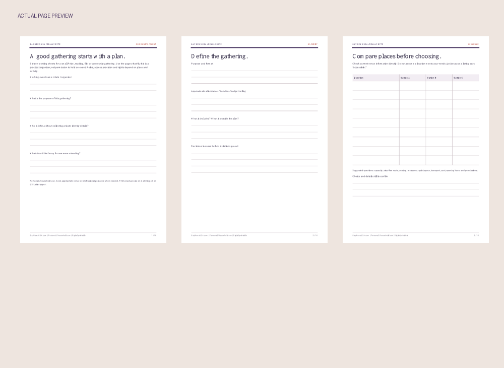 Actual page preview of Pride & Community Event Planning Workbook