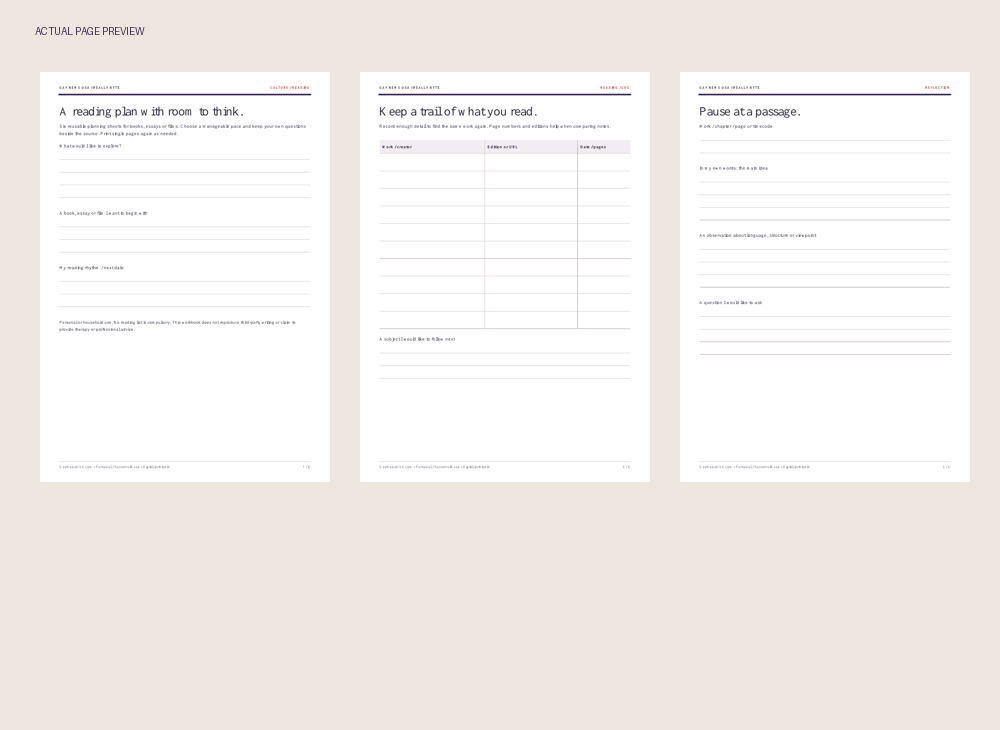 Actual page preview of LGBTQ+ Culture Reading & Reflection Planner